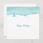 雪の降る冬の風景 スプルースの木々と幸せ シーズンカード (正面/裏面)