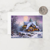 雪の降る地方の家の予算でミニクリスマス ノートカード (正面/裏面インサイチュ)