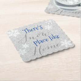 雪の降る場所は我が家！ 冬の雪の結晶 ペーパーコースター