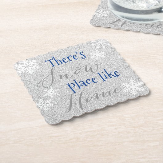 雪の降る場所は我が家！ 冬の雪の結晶 ペーパーコースター (アングル)