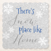 雪の降る場所は我が家！ 冬の雪の結晶 ペーパーコースター (正面)