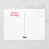 雪の降る夜にサンタハットをかぶるクリスマスアヒル シーズンポストカード (裏面)