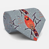 雪の降る夜のカーディナル鳥 ネクタイ (ロール)
