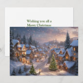 雪の降る夜のヴィンテージクリスマスビレッジ シーズンカード (正面/裏面)