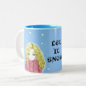 雪の降る少女のマグカップ ツートーンマグカップ (正面左)
