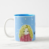 雪の降る少女のマグカップ ツートーンマグカップ (左)