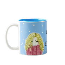 雪の降る少女のマグカップ