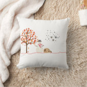 雪の降る日のクリスマスの雪の男と犬 クッション (ブランケット)