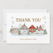 雪の降る村だ サンキューカード (正面)