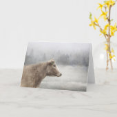 雪の降る牛 カード (黄色い花)
