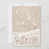 雪の降る素朴なクリスマスの家 シーズンカード (正面)