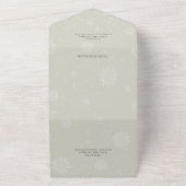 雪の降る賢いセージにポインセチアとホーリー QRコード オールインワン招待状 (外側)