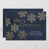 雪の降モダンる聖降誕祭メリービジネス シーズンカード (正面/裏面)