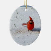 雪の陶磁器のオーナメントのオスの（鳥）ショウジョウコウカンチョウ セラミックオーナメント (右)