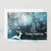 雪の陽気なクリスマスのトナカイ ポストカード (正面/裏面)