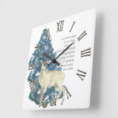 雪の離れ中に鹿の足跡 スクエア壁時計 (傾斜)