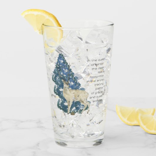 雪の離れ中に鹿の足跡 タンブラーグラス (アイス正面)
