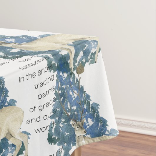 雪の離れ中に鹿の足跡 テーブルクロス (インサイチュ)