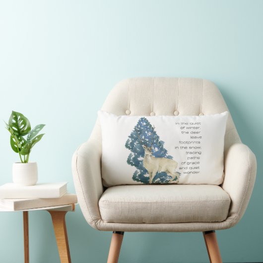 雪の離れ中に鹿の足跡 ランバークッション (椅子)
