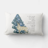 雪の離れ中に鹿の足跡 ランバークッション (正面)