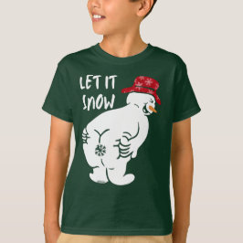 雪の雪だるまにおもしろいする Tシャツ