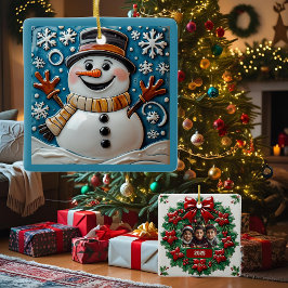 雪の雪だるまのカスタマイズ可能 セラミックオーナメント