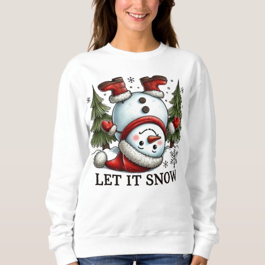 雪の雪だるま冬おもしろいのクリスマス スウェットシャツ (正面)