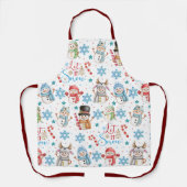 雪の雪だるま模様クリスマス エプロン (正面)