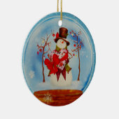 雪の雪だるま セラミックオーナメント (右)