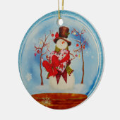 雪の雪だるま セラミックオーナメント (左)