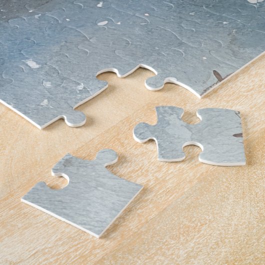 雪の雪の中のドイツの羊飼い犬 ジグソーパズル (側面)