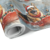 雪の雪の中のドイツの羊飼い犬 ラッピングペーパー (ロールコーナー)