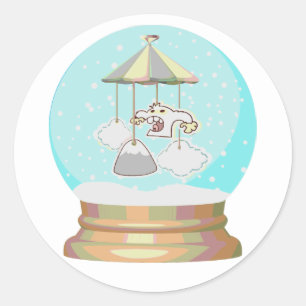 雪の雪の地球かわいい冬の赤ちゃんシャワー ラウンドシール