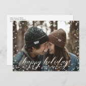 雪の雪の降るクリスマスの書道の台本 ポストカード (正面/裏面)