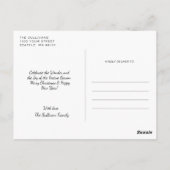 雪の雪の降るクリスマスの書道の台本 ポストカード (裏面)