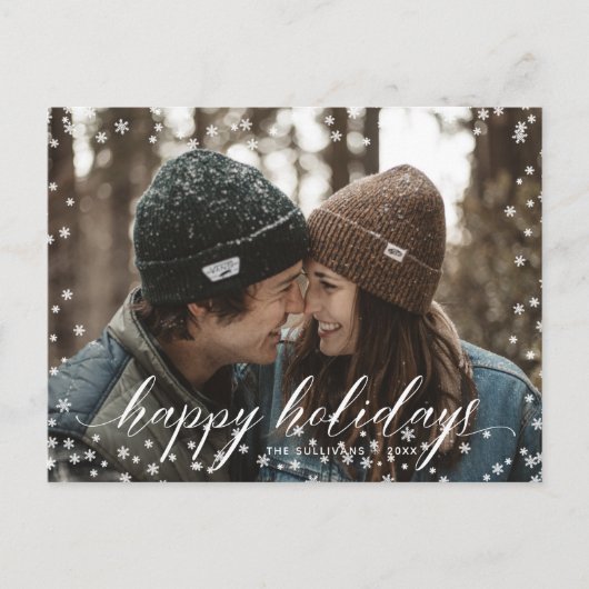 雪の雪の降るクリスマスの書道の台本 ポストカード (正面)