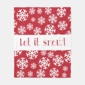 雪の雪片のパタ赤と白ーン フリースブランケット (正面)