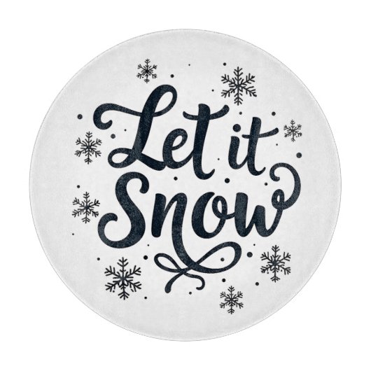 雪の雪片の冬の季節のクリスマス カッティングボード (正面)
