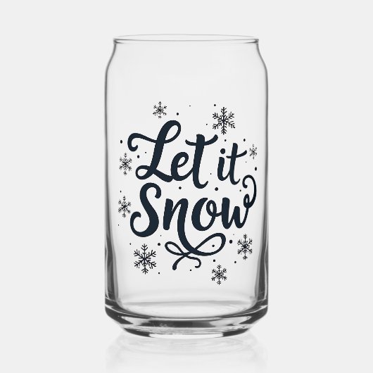 雪の雪片の冬の季節のクリスマス ガラス缶 (正面)