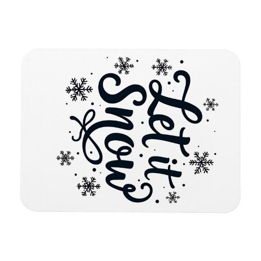 雪の雪片の冬の季節のクリスマス マグネット (横)