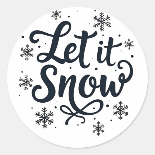 雪の雪片の冬の季節のクリスマス ラウンドシール (正面)