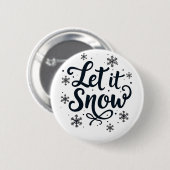 雪の雪片の冬の季節のクリスマス 缶バッジ (正面&裏面)