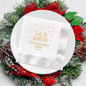 雪の雪片クリスマスファミリー名日付 箔ナプキン