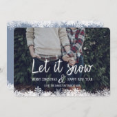 雪の雪片ファミリー写真クリスマスカード シーズンカード (正面/裏面)