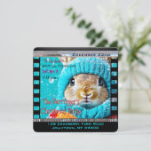 雪の青いウサギのクリスマスパーティー 招待状 (スタンド正面)