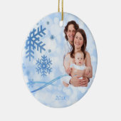 雪の青いクリスマスの飾り セラミックオーナメント (右)