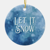 雪の青いクリスマスを過ごす セラミックオーナメント (正面)