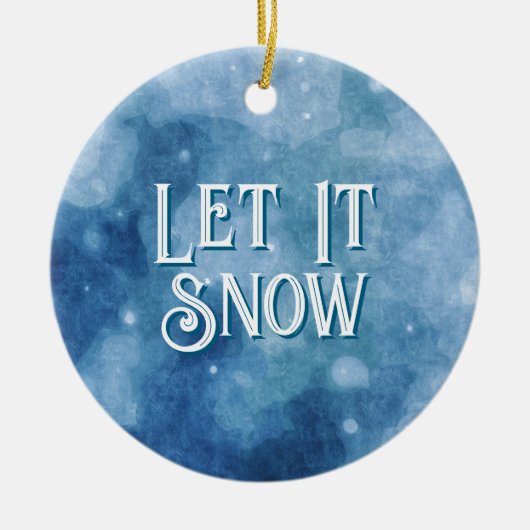 雪の青いクリスマスを過ごす セラミックオーナメント (正面)