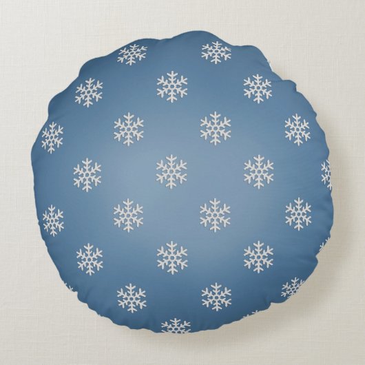 雪の青いクリスマスツリー丸い枕 ラウンドクッション (裏面)