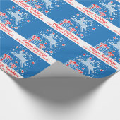 雪の青いホリデーラップのクリスマストナカイ ラッピングペーパー (角)